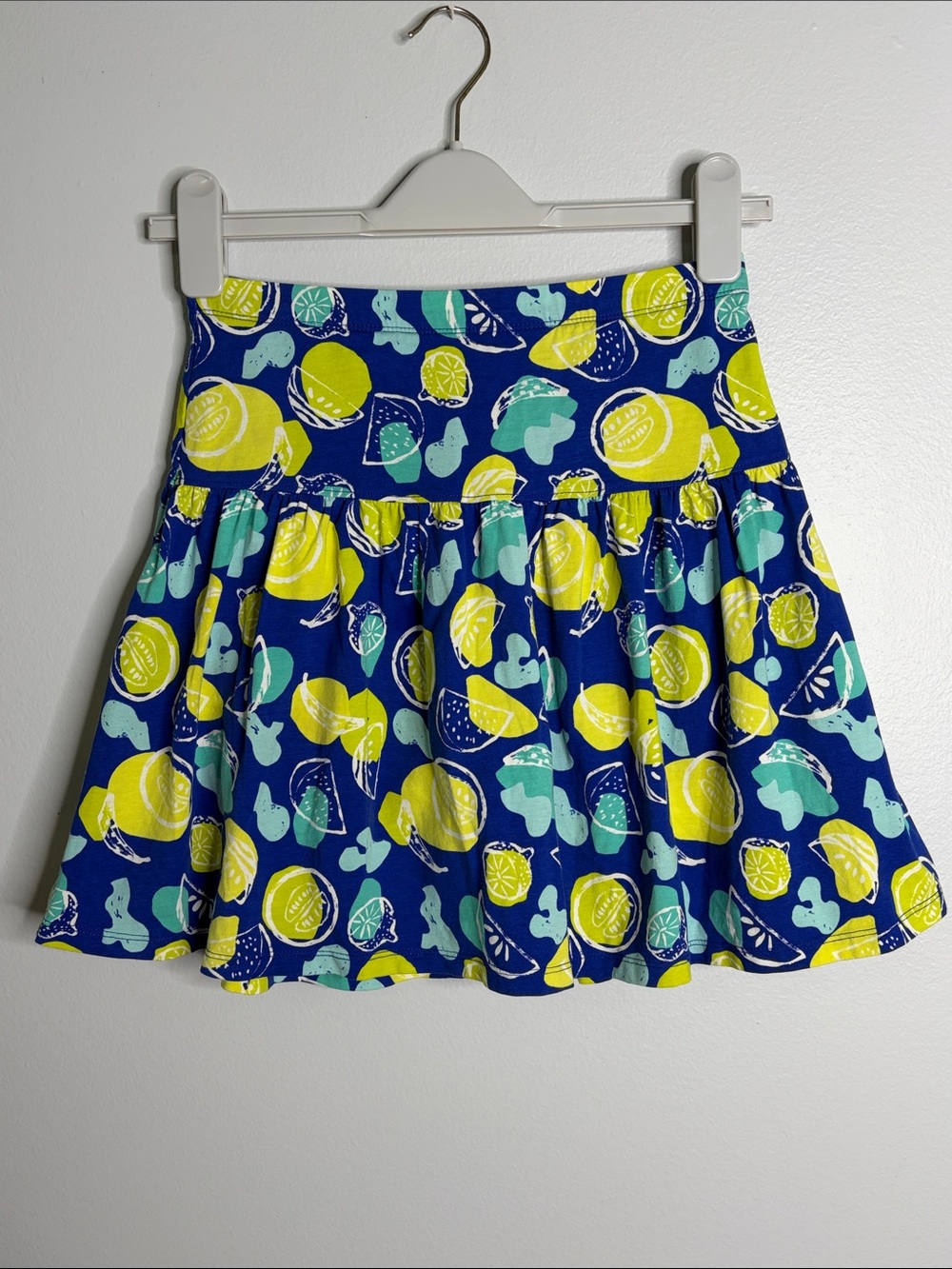 Lands End Girls Blue Citrus Print Skirt Skort Size L (14)